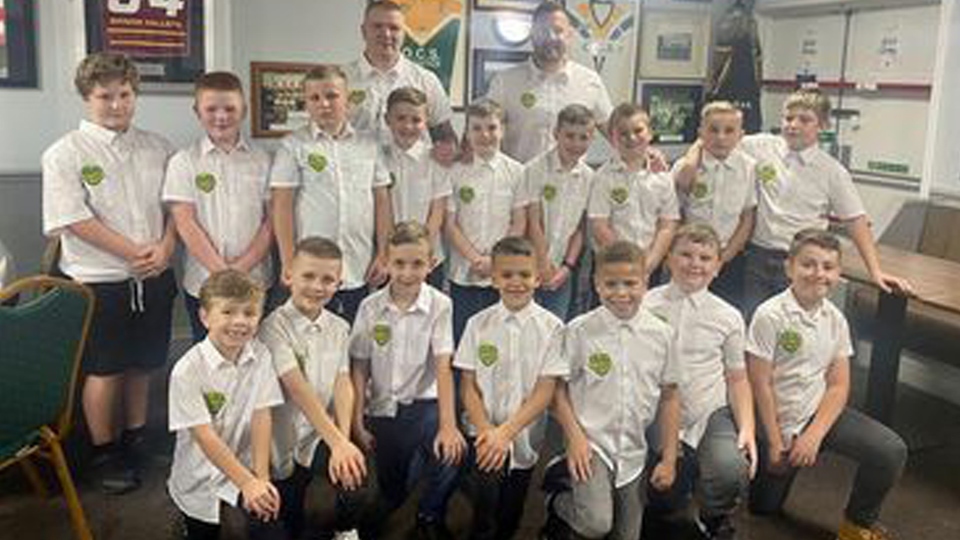 Players LtoR back row: Ethan shaw, Joe Bell, Fletcher Wood, will tonge, Leo Deakin, Cooper Harris, Sam Cocker, Destin Holmes-Critchley, Archie Hall, Kameron Lord, Jake fox, Henry Doyle, Kason Fields, Dre Browne, Oliver Taylor, Freddie Fletcher. Coaches: David Harris and Carl Fields Players LtoR back row: Ethan shaw, Joe Bell, Fletcher Wood, will tonge, Leo Deakin, Cooper Harris, Sam Cocker, Destin Holmes-Critchley, Archie Hall, Kameron Lord, Jake fox, Henry Doyle, Kason Fields, Dre Browne, Oliver Taylor, Freddie Fletcher. Coaches: David Harris and Carl Fields