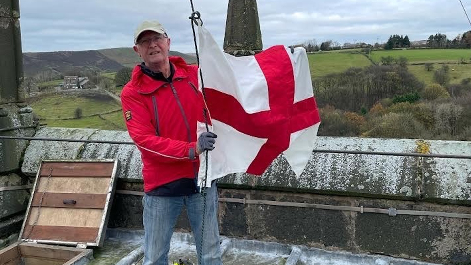 Dave Allport with the St George's flag