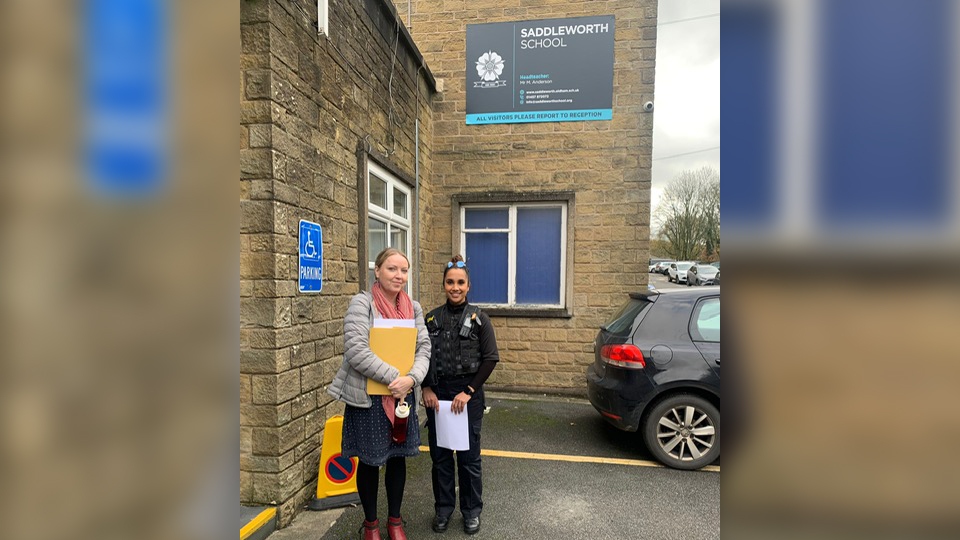 School Engagement Officer PC Fahmida delivered a knife crime input to year 7 students at Saddleworth School School Engagement Officer PC Fahmida delivered a knife crime input to year 7 students at Saddleworth School