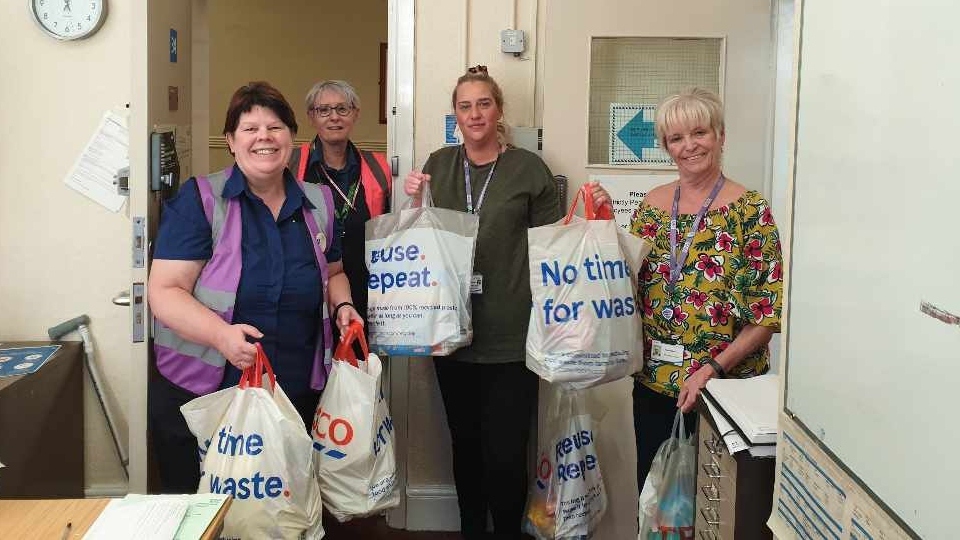 Rose Knipe is pictured (left) with some of her kind-hearted Tesco colleagues last year Rose Knipe is pictured (left) with some of her kind-hearted Tesco colleagues last year