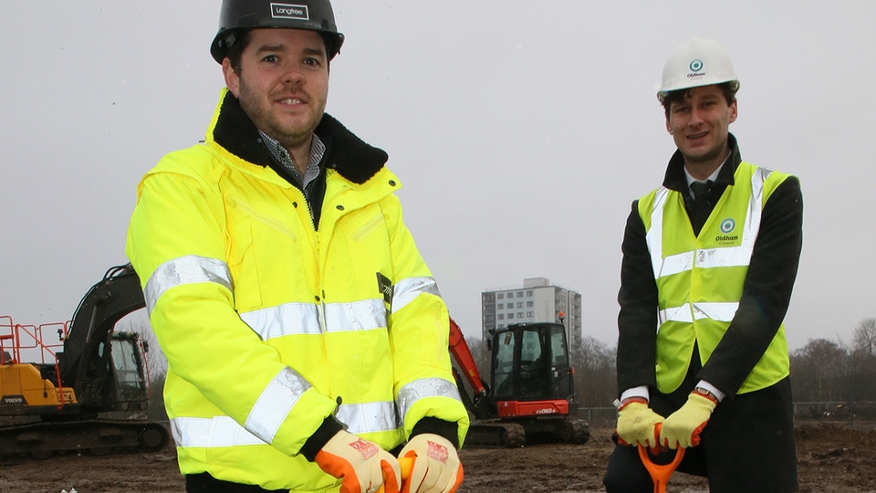 Pictured (left to right) are Simon Foden, Group Senior Development Manager, Langtree and Cllr Sean Fielding, Leader of Oldham Council