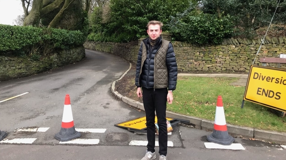 Local councillor Max Woodvine at the site of the wall repair work