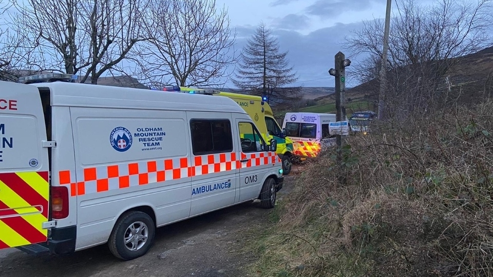 Members of the Oldham Mountain Rescue Team at the scene Members of the Oldham Mountain Rescue Team at the scene