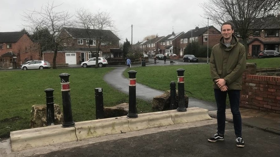 Failsworth West Councillor Sean Fielding is pictured at the Ogden Road scene