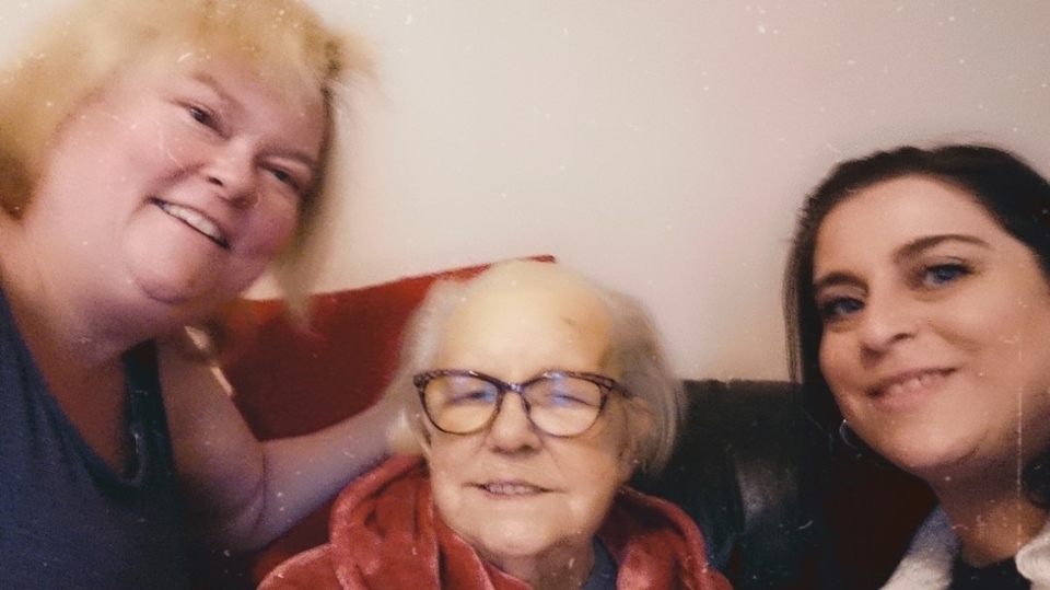 Shelia is pictured (centre) flanked by friends Jenni Winland and Julie Hardington Shelia is pictured (centre) flanked by friends Jenni Winland and Julie Hardington
