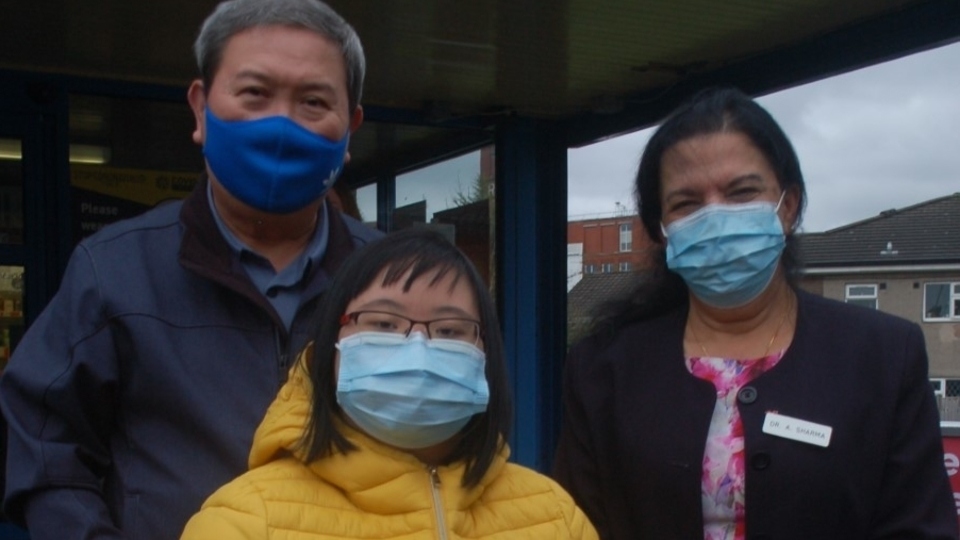 Pictured (left to right) are Minh Bui with his daughter Kimchi, with Dr Anita Sharma