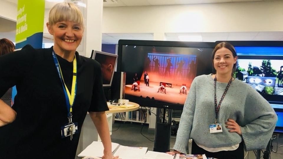 Miranda Parker, Programme Tutor,  Performing Arts and Technical Theatre, is pictured with Georgina Abbott, Programme Tutor, Performing Arts and Dance at Oldham College