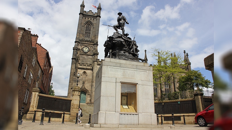 The Oldham War Memorial adjacent to Oldham Parish Church