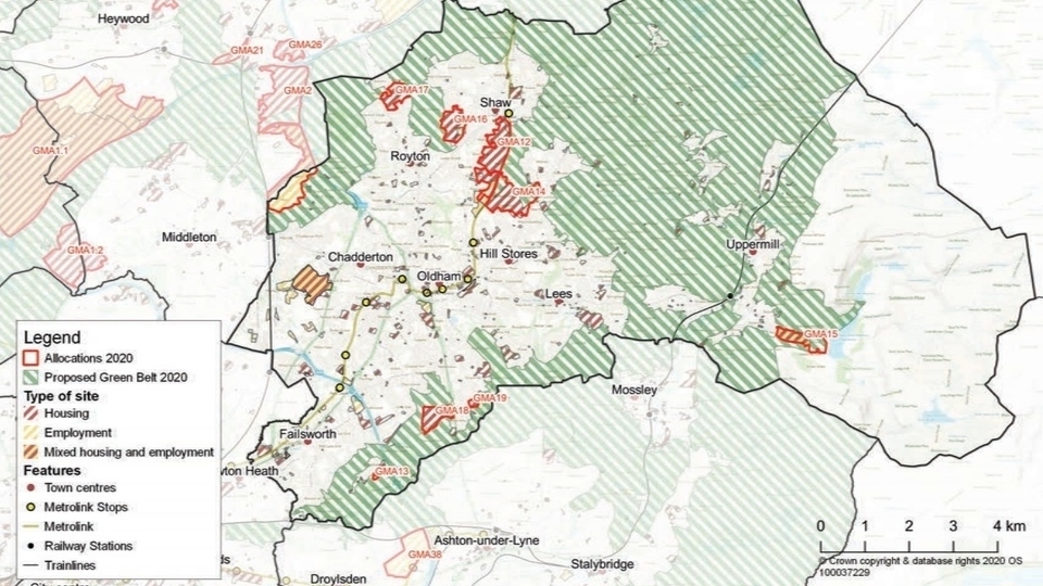 The latest district overview plan for Oldham under the GMSF The latest district overview plan for Oldham under the GMSF