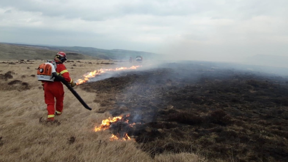A fire is extinguished at Black Moss Reservoir last week. Image courtesy of National Trust Images / Jack Simmons