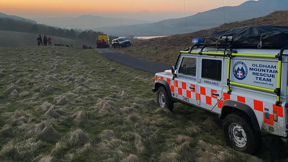 Rescue teams attend the scene in the Chew Valley area