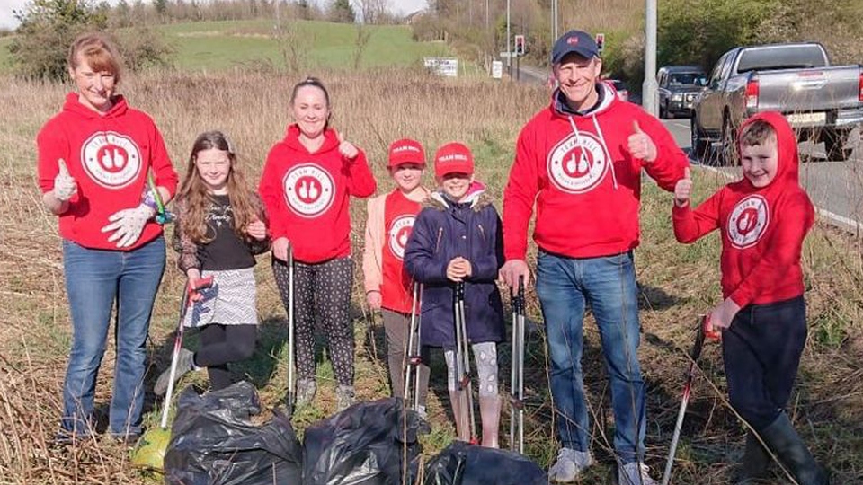 Steve Hill with the litter volunteers