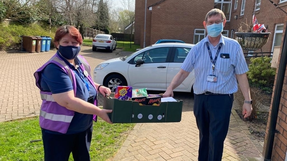 Rose Knipe (left), the Community Champion at Failsworth Tesco Extra, out on one of her many donation visits