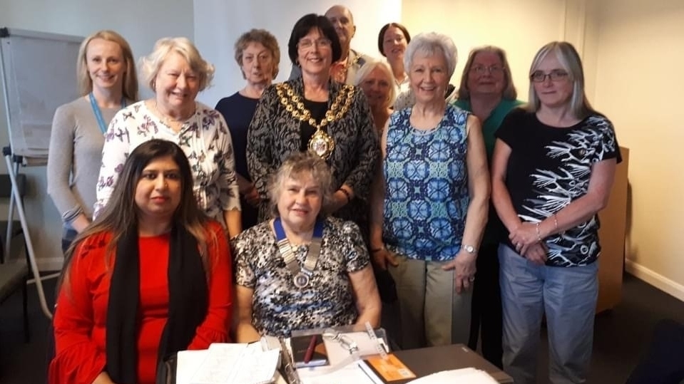 Former Mayor Cllr Ginny Alexander is pictured with stalwart members of the League Of Friends of Royal Oldham Hospital last December