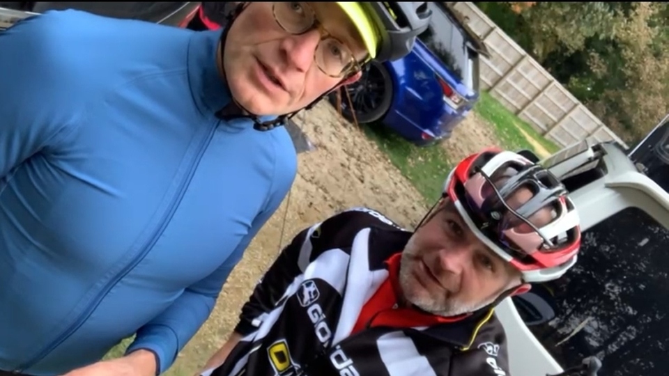 Bike-riding fund-raisers Darron Cavanagh and Lee Newman Bike-riding fund-raisers Darron Cavanagh and Lee Newman
