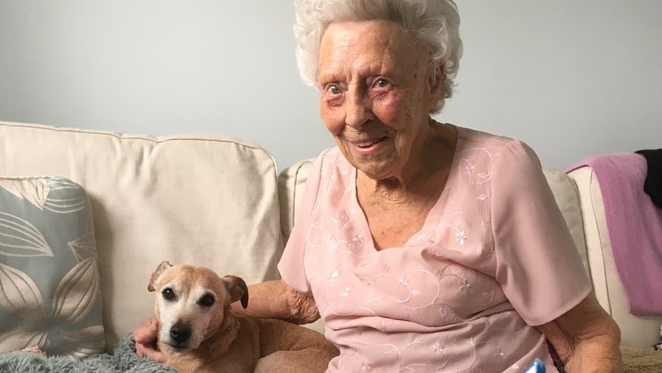 Thirteen-year-old Paddy is pictured with 101-year-old Marjorie