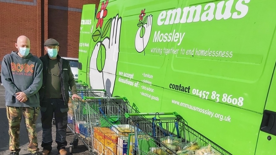 Emmaus Mossley community members Richard and Peter at Asda in Ashton