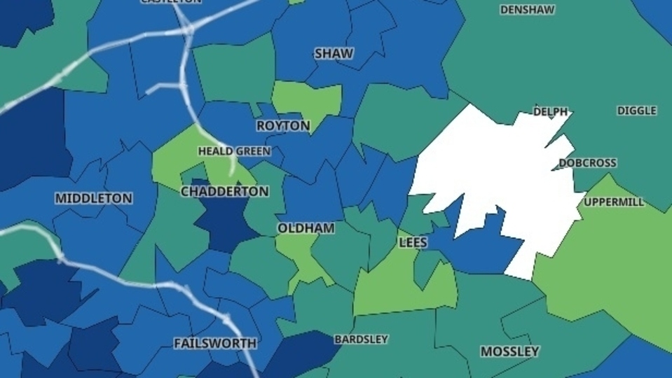 Oldham Covid cases in the week to June 5