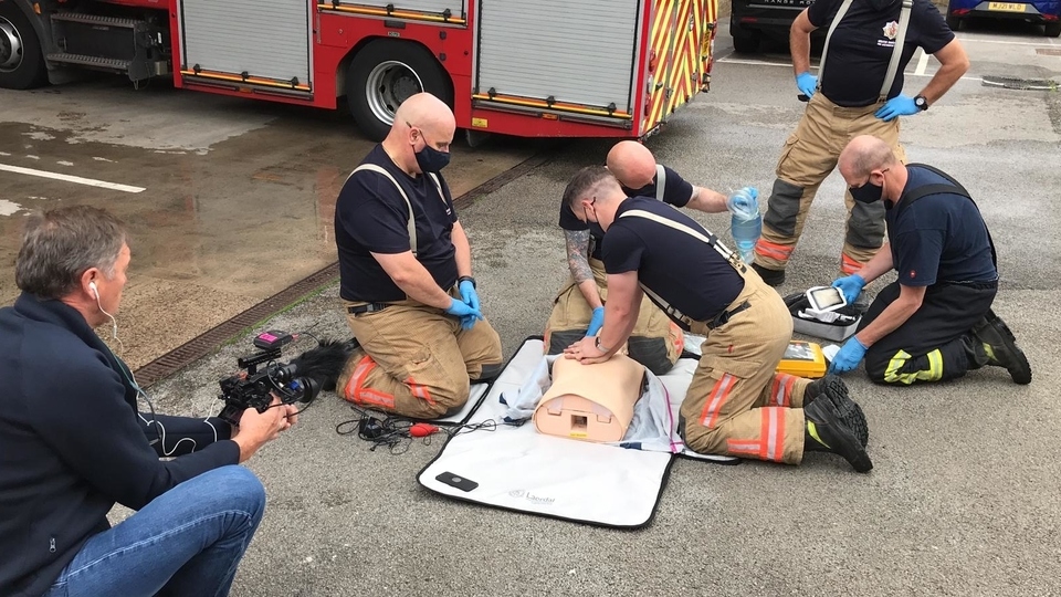 Red Watch at Mossley fire station practised CPR during a routine training exercise this morning