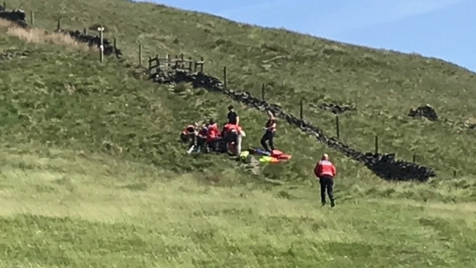A scene from the rescue drama yesterday