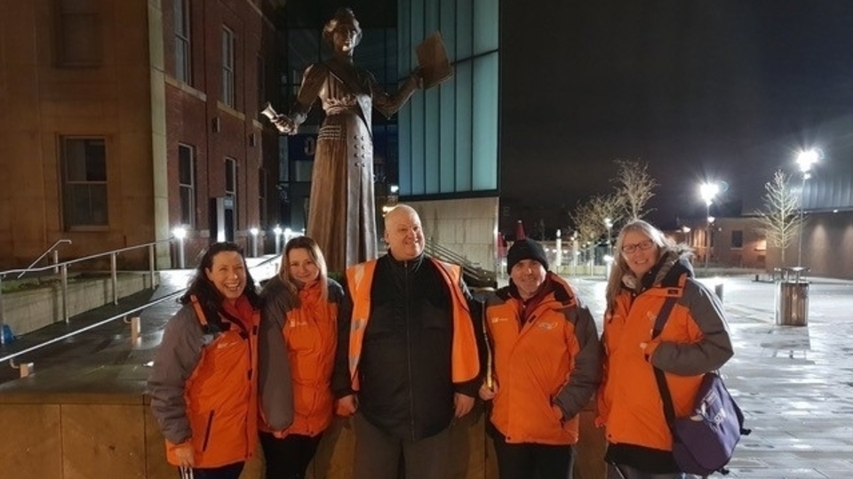 A group of Oldham Street Angels are pictured with local MP Debbie Abrahams (far left) in 2019