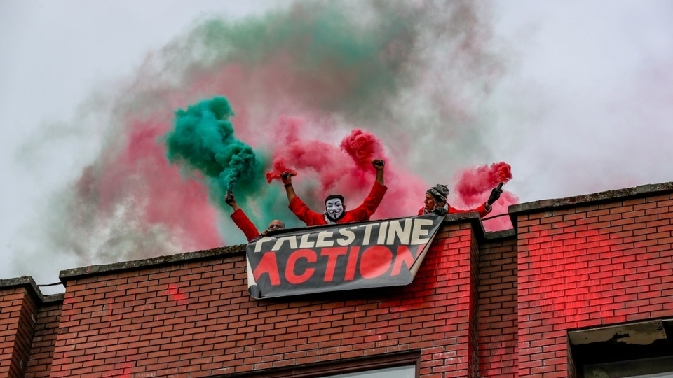 Protesters pictured at the Elbit Ferranti site