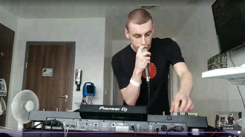 DJ Callum Wall is pictured during his live set