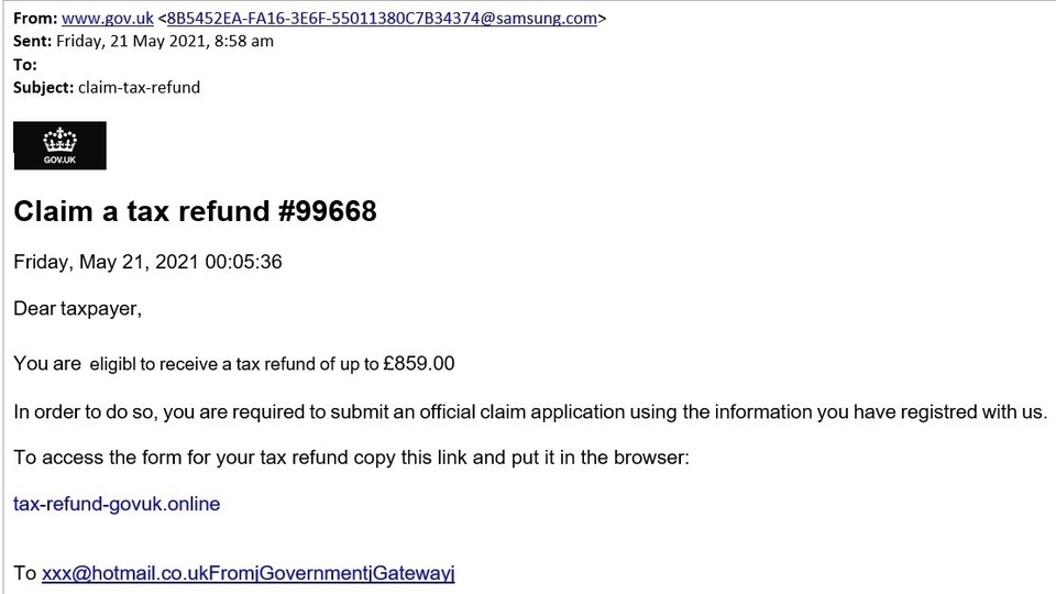 An example of a scam email An example of a scam email