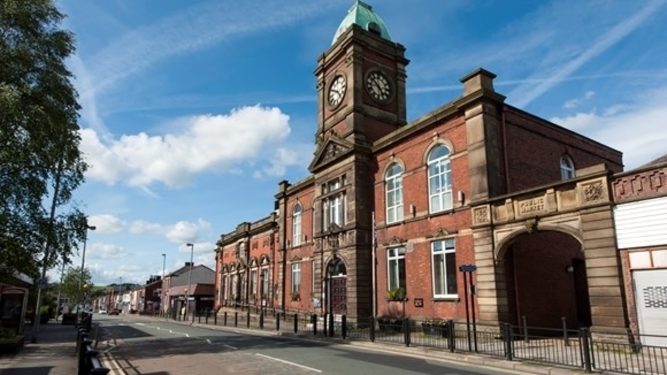 The historic Royton Town Hall building