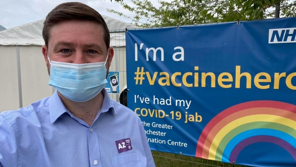 Oldham West and Royton MP Jim McMahon pictured after receiving his second dose of the Oxford AstraZeneca Covid-19 vaccine