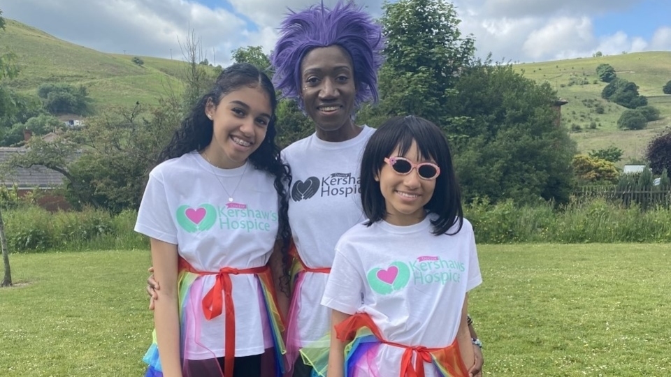 Dr Patricia Campbell (centre) with her two daughters taking part in the Virtual Hospice Walk