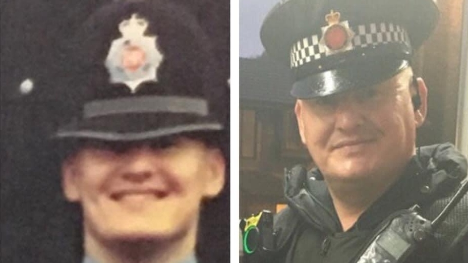 Now and then... PC Lee Cullen, pictured (left) at the start of his career, retires today Now and then... PC Lee Cullen, pictured (left) at the start of his career, retires today