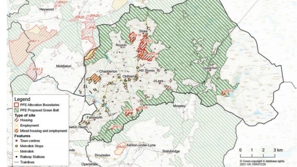 The Oldham District Overview in the Places for Everyone document