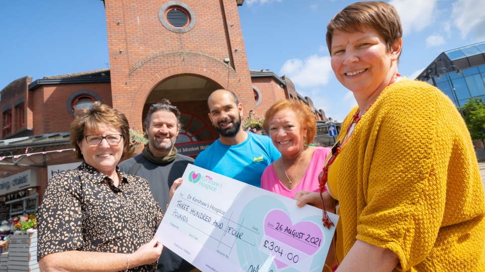 Ray Aslam, Justin Brierley, Mary Eleftheriou, and Elaine Rothwell from the Traders Association and Lillie Winterbottom from Dr Kershaw’s Ray Aslam, Justin Brierley, Mary Eleftheriou, and Elaine Rothwell from the Traders Association and Lillie Winterbottom from Dr Kershaw’s
