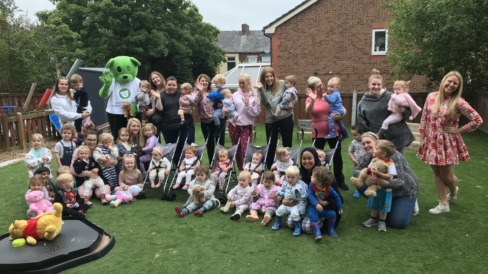 Olivia Birchenough was joined by Humphrey Bear for a Teddy Toddle event at the Shine a Light Nursery
