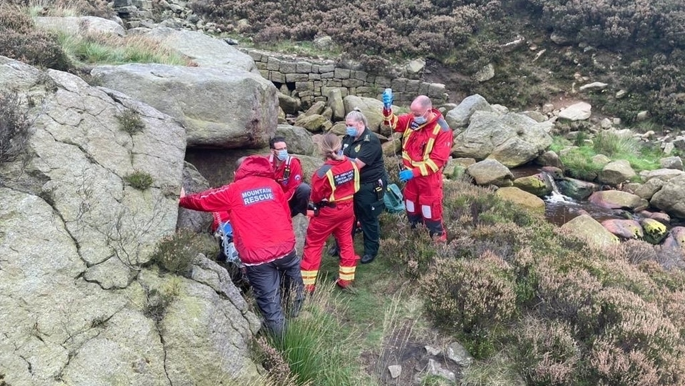 The Oldham Mountain Rescue Team pictured at the scene The Oldham Mountain Rescue Team pictured at the scene