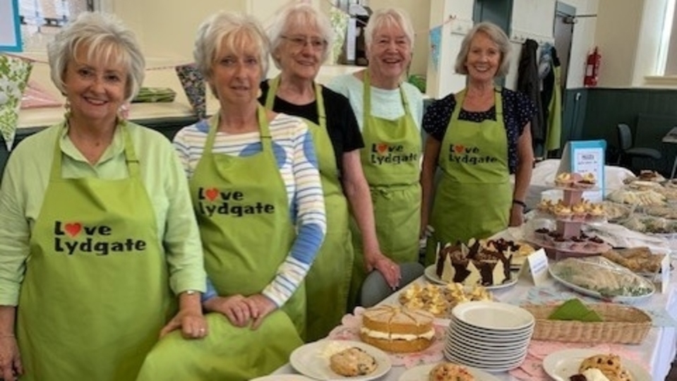 Some of the afternoon tea team are pictured (left to right): Lesley Heyes, Dorothy Clark, Margaret Merkel, Molly Ellis and Lesley Sweeney