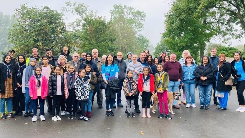 Some of the local people who joined MP Debbie Abrahams - centre, in the blue T-shirt - on her third Memory Walk