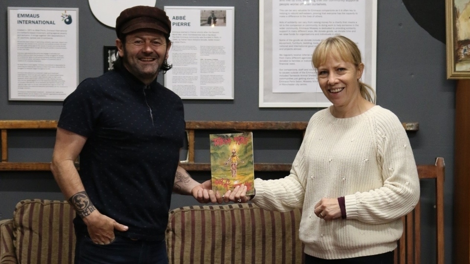 Spoken word artist Jack Horner with Alison Hill, Director of Emmaus Mossley