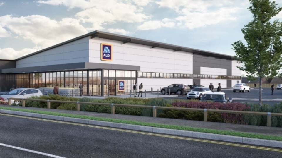 The CGI plans for the new Aldi store in Chadderton