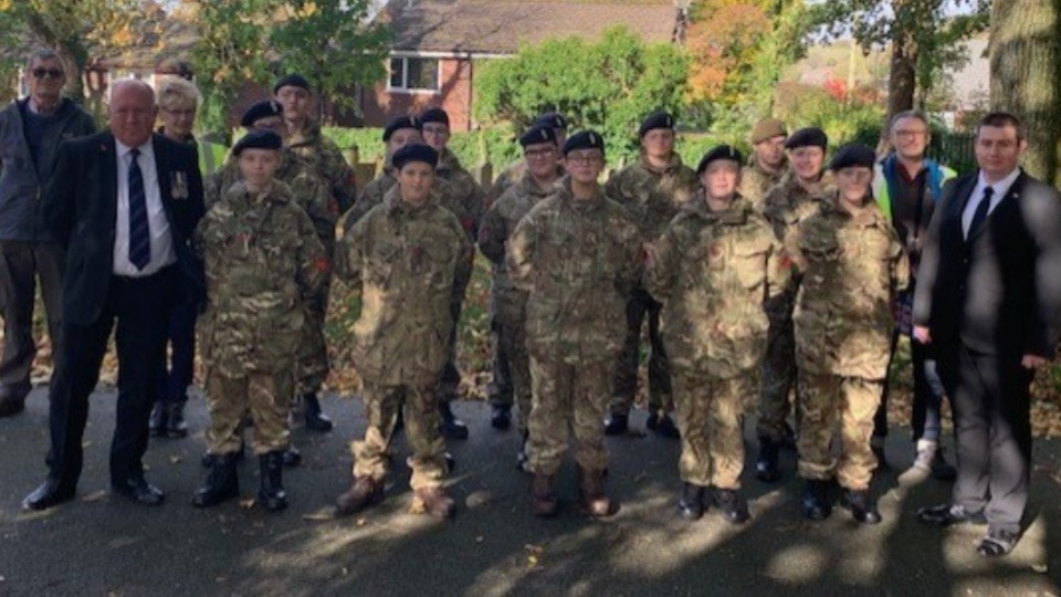 The Councillors pictured with the Royton Detachment of the Greater Manchester Army Cadet Force