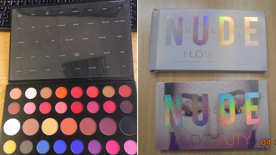 Some of the makeup seized in Oldham Some of the makeup seized in Oldham