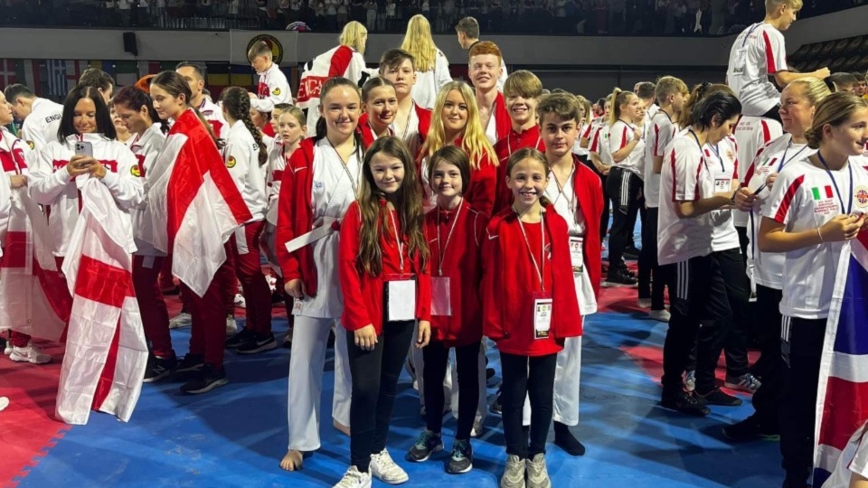 A group of proud Kenny Karate club members are pictured in Italy
