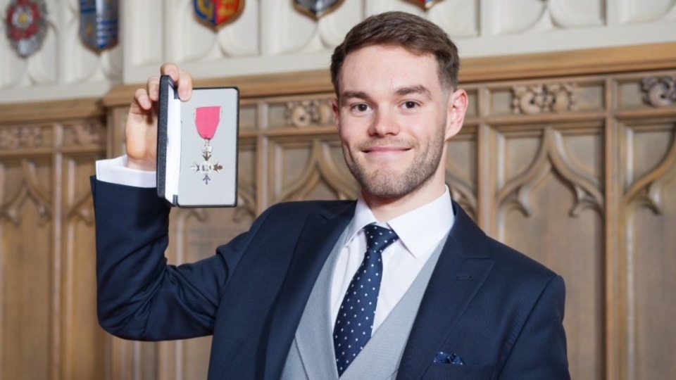 Matthew Walls proudly shows off his MBE