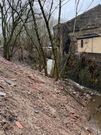 The site of the river blockage. The site of the river blockage.