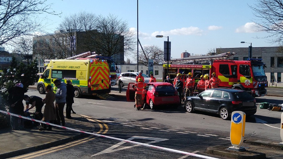 Rochdale Road in front of the Civic Centre has been closed