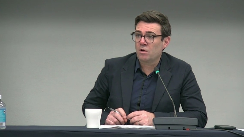 Greater Manchester mayor Andy Burnham at the police, fire and crime panel in January, 2022. Greater Manchester mayor Andy Burnham at the police, fire and crime panel in January, 2022.