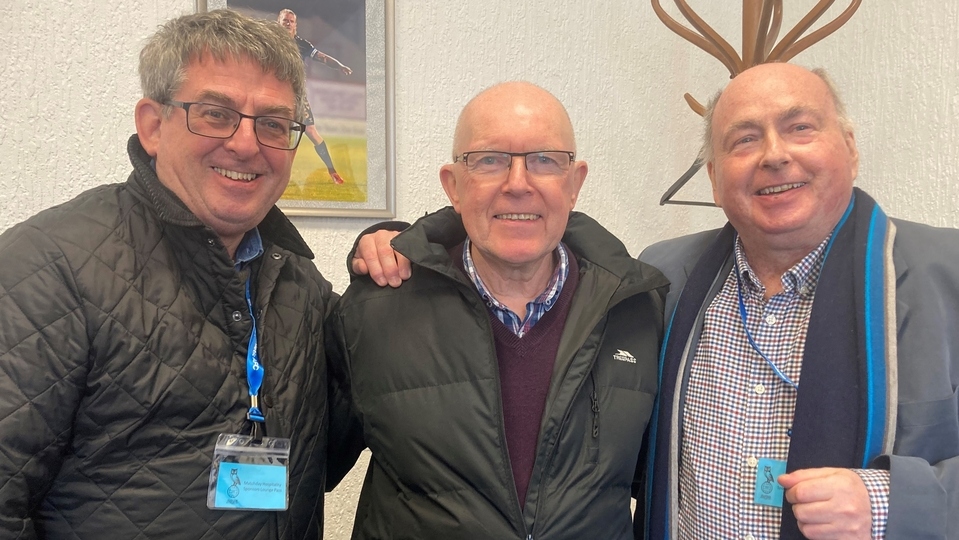 Paul Rooney, former club sponsor, Alan Hardy, ex CEO and Mark Rooney, on Saturday. Paul Rooney, former club sponsor, Alan Hardy, ex CEO and Mark Rooney, on Saturday.