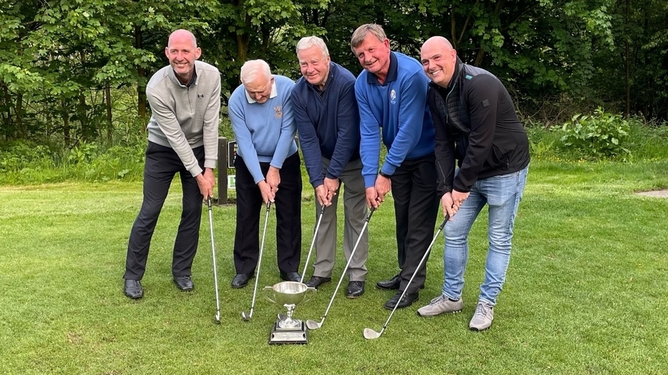 CHAMPIONS ALL (from the left) Gary Melling, Les Lawton, Alan Squires, Mark Riley and Lee Rowbotham.