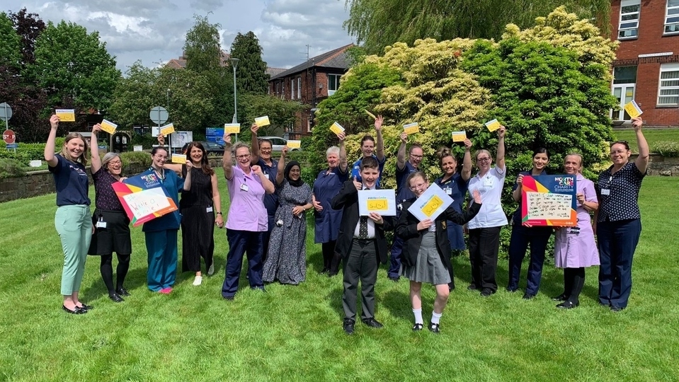 #WriteaSmile students and Royal Oldham hospital staff #WriteaSmile students and Royal Oldham hospital staff